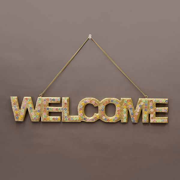 レリーフ アート ウォールデコレーション 家具 インテリア モンドビーズ ウォールサイン WELCOME 華やかなデザイン オシャレ プレート お部屋華やかに お店の玄関先 ちょっとした空間 オシャレ感UP