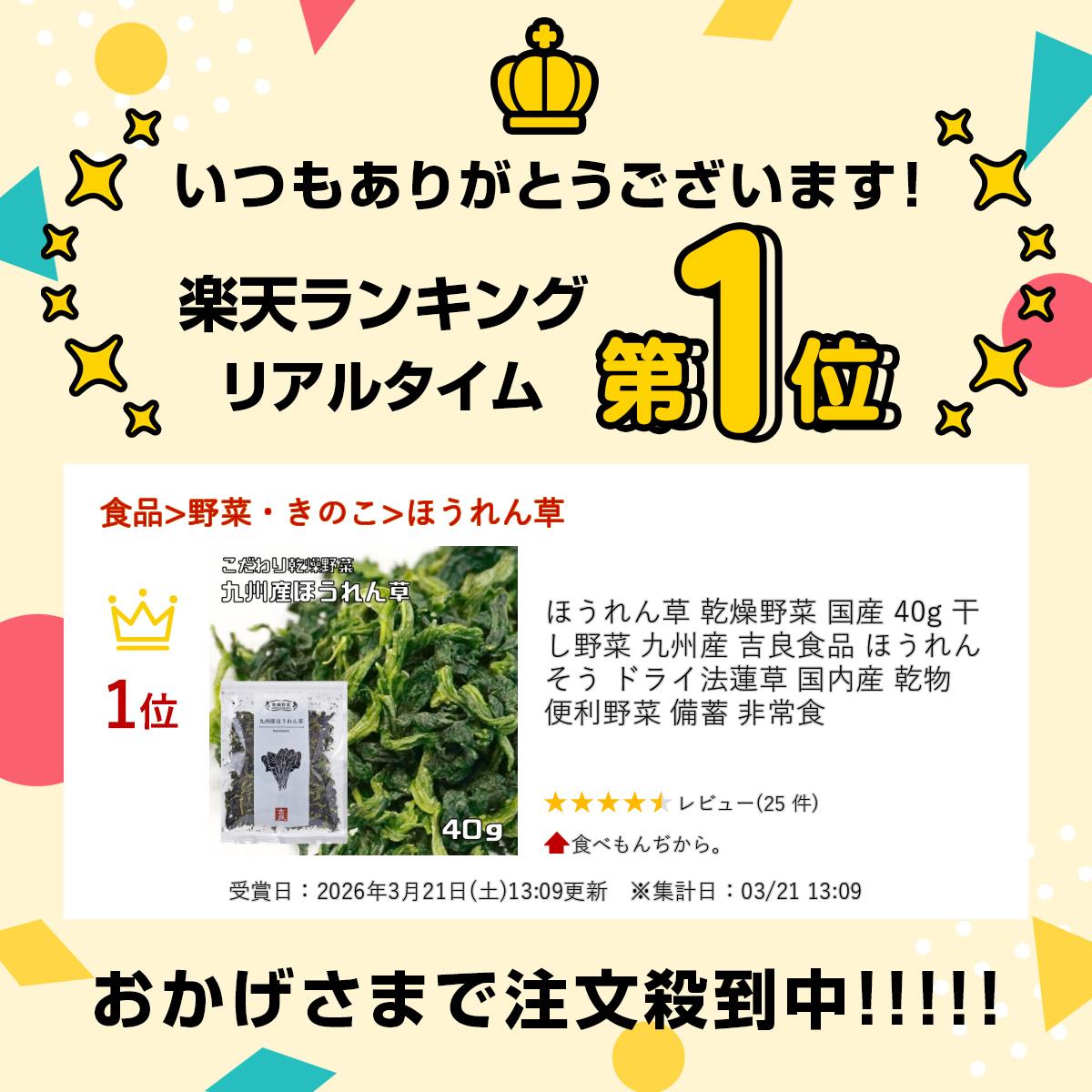 ほうれん草 乾燥野菜 国産 40g 干し野菜 九州産 吉良食品 ほうれんそう ドライ法蓮...