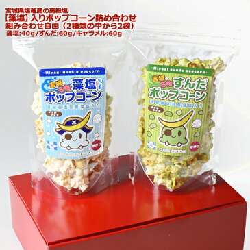 【楽天スーパーSALE】10%OFF●1,080→970円御歳暮 箱入りダブルーポップコーン お好きな3種類から2袋仙台名物 ずんだ 藻塩 キャラメル味枝豆 高級塩 もしお 塩釜 ほろ苦い スナック菓子 とうもろこし お菓子 おやつ ギフト 詰合せ プレゼント