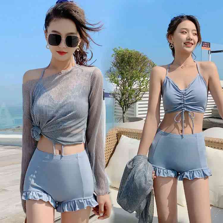3点セット 露出控えめ 水着 レディース 体型カバー ビキニ セパレート フィットネス タンキニ 大きいサイズ セットアップ かわいい セクシー スポーツ おしゃれ タンキニ ビキニショーツ 韓国風 高校生 大学生 UVカート 女性 リゾート 水泳 みずぎ 温泉 送料無料