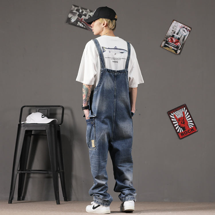 オーバーオール メンズ サロペット デニム ストレートフィット ゆったり つなぎ ツナギ ジーンズ カーゴパンツ ロングパンツ ユニセックス 大きいサイズ b系 ヒップホップ ストリート系 作業服 ロック パンク 送料無料