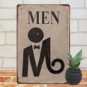 インテリア雑貨 モノトーン トイレ ブリキ看板 e MEN ポスター man 男性用 紳士用 化粧室 マーク 表示板 壁掛け インテリア アート サインボード ...