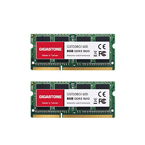  DDR3 Gigastone m[gPCp DDR3 8GBx2 (16GB) DDR3-1600MHz PC3-12800 CL11 1.35V SODIMM 204 Pin Unbuffered Non-ECC Memory Mo