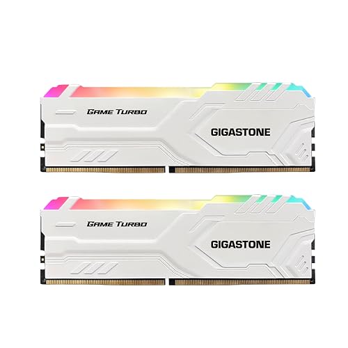 発光型 メモリ DDR4 Gigastone 白 RGB Game Turbo デスクトップPC用メモリ DDR4 16GBx2枚 (32GB) DDR4-3200MHz PC4-25600 CL16 1.35V 288 Pin Unbuffere