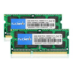 テクミヨ ノートPC用メモリ DDR3 PC3-12800 (DDR3 1600) 4GB 2枚 1.35V (低電圧) 204Pin CL11 Non-ECC SO-DIMM 対応