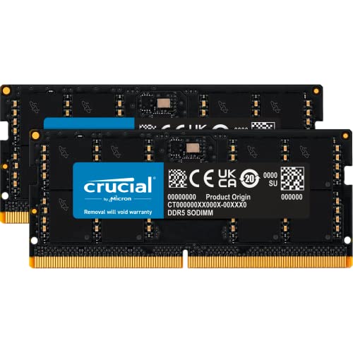 Crucial m[gPCp݃ 64GB(32GBx2) DDR5 4800MT/s(PC5-38400) CL40 SODIMM 262pin K㗝Xi CT2K32G48C40S5