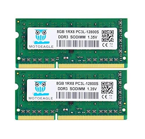 Motoeagle ノートPC用メモリ 1RX8 DDR3L 1600 MHz 16GB Kit PC3L-12800 8GB 2枚組 SO-DIMM 電圧 1.35V/1.5V 204Pin CL11 Non-ECC Mac 対応