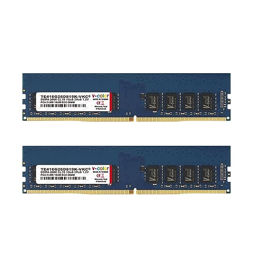 v-color Hynix IC T[o[p DDR4-2666MHz PC4-21300 32GB (16GB 2) ECC Unbuffered DIMM 1Gx8 2Rx8 1.2V CL19 TE416G26D819K-VKC