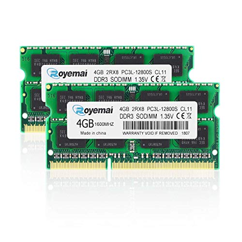 Royemai 8GB 12800 PC3L 12800S 1600 SO-DIMM RAM 2x4GB DDR3L 1,600MHz PC3 1.35V CL11 2Rx8 mECC Aobt@[h W[ m[gp\R/m[g