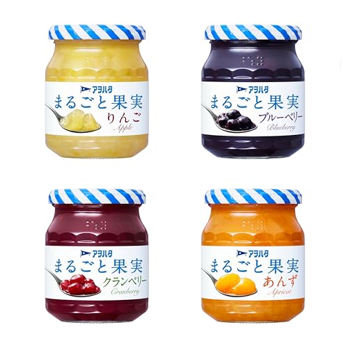 アヲハタ まるごと果実 4種 アソート セット(あんず ブルーベリー りんご クランベリー) 250g 4個 セット買い