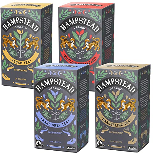 HAMPSTEAD TEA セット商品 ハムステッド オーガニック クラシックティー アソート4種 (アールグレイ ダージリン イングリッシュブレックファースト アッサム 各1個) ティーバッグ tales-store-10077383 TalesStore 楽天市場店 パッケージ画像