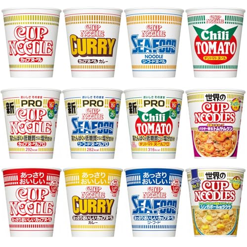 特殊:B0CT457TQWコード:4901625496499ブランド:Cup Noodles規格：26981商品重量:1460 この商品について カップヌードル12種類を存分に味わえる食べ比べセットを発売します。いつものカップヌードルあの味から、ワンランク上のPROシリーズ、世界のカップヌードルシリーズまで楽しめる、詰め合わせセットです。 12食なので気軽にストックでき、深夜の小腹を満たす夜食や、ちょっとしたおやつタイムにもぴったり。カップヌードルのフレーバーをその日の気分に合わせて選べます。食べ比べる楽しみもあり。 アウトドア&キャンプのお供に。自然のなかでの食事は格別です。アウトドアやキャンプでの食事に、お手軽で美味しい カップヌードル を。お湯を注ぐだけで完成するので、手軽にラーメンが楽しめます。アレンジレシピも豊富で、野外での食事がさらに楽しくなります。 防災&備蓄にも心配なし。万が一の備えにも、 カップヌードル がぴったり。ローリングストックにも適していて、防災用品として、おいしさを兼ね備えたカップヌードルを。 カップ麺/即席カップラーメンは箱買いがぴったり。袋麺(袋めん)と一緒にストックしておくと便利。旅行 トラベル、防災食、非常食、備蓄 保存食、おうち時間、巣ごもり消費、お手軽昼食、間食、おやつ、夜食などにあると便利。インスタントスープ お味噌汁の代わりにも。 原材料 栄養成分表示などの詳細は、商品パッケージをご覧ください。 表示件数を増やす 発送サイズ: 高さ39.6、幅30.4、奥行き13.6発送重量:1460商品紹介カップヌードル12種類を存分に味わえる食べ比べセットを発売します。いつものカップヌードルあの味から、ワンランク上のPROシリーズ、根強い人気の世界のカップヌードルシリーズまで楽しめる、詰め合わせセットです。12食なので気軽にストックでき、深夜の小腹を満たす夜食や、ちょっとしたおやつタイムにもぴったり。カップヌードルのフレーバーをその日の気分に合わせて選べます。食べ比べる楽しみもあり 原材料 成分油揚げめん 小麦粉 国内製造 、植物油脂、食塩、チキンエキス、ポークエキス、しょうゆ、ポーク調味料、たん白加水分解物、香辛料 、かやく 味付豚ミンチ、味付卵、味付えび、味付豚肉、ねぎ 、スープ 糖類、粉末しょうゆ、食塩、香辛料、たん白加水分解物、香味調味料、ポーク調味料、メンマパウダー 加工でん粉、調味料 アミノ酸等 、炭酸Ca、カラメル色素、かんすい、増粘多糖類、カロチノイド色素、乳化剤、酸化防止剤 ビタミンE 、香辛料抽出物、くん液、香料、ビタミンB2、ビタミンB1、酸味料、 一部にえび 小麦 卵 乳成分 ごま 大豆 鶏肉 豚肉を含む 　 カップヌードル 1食について。各商品の栄養成分の詳細はパッケージをご覧ください。続きを見るブランド紹介カップヌードルのアソートセット選んで楽しい、食べておいしい 種類豊富なアソートセットストアにアクセス トムヤムクンのセットやビッグサイズのセットもストアにアクセスメーカーによる説明カップヌードルPRO 高たんぱく&低糖質 1日分の食物繊維入り カップ麺 74g 12個カップヌードルPRO 高たんぱく&低糖質&1日分の食物繊維 シーフードヌードル 78g 12個カップヌードルPRO 高たんぱく&低糖質&1日分の食物繊維 チリトマトヌードル 79g 12個カップヌードル 塩分控えめPRO 1日分のカルシウム&ビタミンD 食物繊維たっぷり 73g 12個カップヌードル 塩分控えめPRO 1日分のカルシウム&ビタミンD 食物繊維たっぷり カレー 86g 12個購入オプション購入オプション購入オプション購入オプション購入オプションカスタマーレビュー5つ星のうち4.3 5,4855つ星のうち4.3 4,2715つ星のうち4.3 3,5255つ星のうち4.0 4035つ星のうち3.9 546価格—no data—no data—no data—no data—no data商品紹介おいしさそのまま、高たんぱく&低糖質。「カップヌードル」のおいしさはそのままに、たんぱく質15g&糖質50%オフ (カップヌードル比)。「ハイプロテイン謎肉」入りです。麺の 食感 と 風味 をアップしました。おいしさそのまま、高たんぱく&低糖質。「シーフードヌードル」のおいしさはそのままに、たんぱく質15g&糖質50%オフ (カップヌードル シーフードヌードル比)。1日分の食物繊維も入っています。おいしさそのまま、高たんぱく&低糖質。「チリトマトヌードル」のおいしさはそのまま、たんぱく質15g&糖質50%オフ (「カップヌードル チリトマトヌードル」比)。1日分の食物繊維も入っています。 ハイプロテイン白謎肉 入りです。塩分を30%カットしても、おいしさそのまま。おいしさはそのままに、塩分を30%カット (「カップヌードル」比) するとともに、1日分のカルシウムとビタミンD、たっぷりの食物繊維を配合。塩分を30%カットしても、おいしさそのまま。おいしさはそのままに、塩分を30%カット (「カップヌードル カレー」比) するとともに、1日分のカルシウムとビタミンD、たっぷりの食物繊維を配合。カップヌードル 78gx20個カップヌードル シーフードヌードル 75gx20個カップヌードル カレー 87g 20個カップヌードル チリトマトヌードル 76g 20個カップヌードル 辛麺 82g 20個カートに入れるカートに入れるカートに入れるカートに入れるカートに入れるカスタマーレビュー5つ星のうち4.3 3,6885つ星のうち4.3 2,7115つ星のうち4.2 1,6565つ星のうち4.4 9455つ星のうち4.1 481価格 4,186 4,186 3,623 3,623 4,224 4,224 5,000 5,000 3,550 3,550商品紹介独特のつるみのあるめんに、おなじみのオリジナルスープ。具材は味付豚ミンチ、ミンチポーク、エビ、スクランブルエッグ、ねぎ。シーフードのうまみとコクがある白濁スープ。独特のつるみのあるめんに、ポークと魚介のコクのあるスープ。具材は、ほぼイカ、イカ、カニ風味カマボコ、スクランブルエッグ、キャベツ、ねぎ。マイルドでとろみのあるカレースープ。コシのある麺に、野菜の甘味のあるマイルドでとろみのあるカレースープ。具材はポテト、ダイスポーク、ミンチポーク、にんじん、ねぎ。チリの辛さ&トマトスープのマイルドさ。ピリッとしたチリの辛さに、トマトの甘みと酸味がマッチしたスープ。具材はトマトキューブ、コーン、キャベツ、いんげんに加え、鶏肉由来の「白い謎肉」を使用。唐辛子の辛み、キムチの酸味、ニンニクの風味、みそのコクをきかせた、濃厚でクセになる味わいの旨辛スープに、「カップヌードル」史上MAXの唐辛子 ぶっかけ焙煎唐辛子 がクセになる カップヌードル パクチー香るトムヤムクン 75g 12個カップヌードル シンガポール風ラクサ ココナッツミルクの濃厚スパイシースープ 80g 12個カップヌードル レッドシーフードヌードル 夏はシーフード 75g 20個カップヌードル 12種類 レギュラーサイズ 食べくらべカップヌードル 9種類 レギュラーサイズ バラエティカートに入れるカートに入れる購入オプションカートに入れるカートに入れるカスタマーレビュー5つ星のうち4.5 2,9075つ星のうち4.4 1,1745つ星のうち4.5 3135つ星のうち4.4 535つ星のうち4.3 26価格 2,480 2,480 2,302 2,302—no data 3,145 3,145 2,420 2,420商品紹介世界のおいしいを、お届け 世界各国で親しまれている料理を「カップヌードル」で再現。独特の すっぱ辛い 味が日本でも大人気のトムヤムクンです。まろやかなココナッツミルクをベースに、スパイスの辛みをきかせた濃厚なスープが特長で、別添の「特製ラクサペースト」でレモングラスのフレッシュな風味を加えることにより、クセになる味わいに仕上がります。夏の定番が今年も登場。ポークと魚介のうまみをきかせたシーフードスープに、唐辛子と粗びき黒こしょうでアクセントを加えた 辛うま な味わいです。具材は、イカ、キャベツ、たまご、カニ風味カマボコ、ネギ。カップヌードル12種類を存分に味わえる食べ比べセットカップヌードルレギュラーサイズ9種類を存分に味わえるバラエティ食べ比べセットカップヌードル ねぎ塩 炭火焼き風味の鶏塩スープ 76g 20個カップヌードル 欧風チーズカレー 85g 20個カップヌードル 味噌 82g 20個カップヌードル 担担 花椒とゴマ香るコク旨たんたん 87g 20個カップヌードル レモンシーフードヌードル 爽やかな酸味と香り 73g 20個購入オプションカートに入れるカートに入れるカートに入れる購入オプションカスタマーレビュー5つ星のうち3.9 985つ星のうち4.3 5175つ星のうち4.0 2375つ星のうち3.8 2485つ星のうち4.1 47価格—no data 4,323 4,323 3,697 3,697 4,000 4,000—no data商品紹介これが 塩の新定番 。鶏のうまみをしっかりときかせた コク旨 な鶏塩スープが特長です。鶏肉のうまみと香