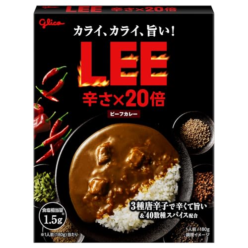 特殊:B0DBPVP5KPコード:4974062082662ブランド:LEE規格：4974062082662 この商品について 原材料：牛肉 オーストラリア 、たまねぎペースト、ラード、小麦粉、炒めたまねぎペースト、チキンブイヨン、カレー粉、砂糖、トマトペースト、米でん粉、香辛料、ウスターソース、ポークエキス、水あめ、バター、たん白加水分解物、酵母エキス、ココアパウダー、フライドガーリックパウダー、香味油、しょうがパウダー、食塩 調味料 アミノ酸等 、香料、 一部に乳成分 小麦 牛肉 大豆 鶏肉 豚肉 りんごを含む 商品サイズ(高さx奥行x幅):16.5cm 26cm 10.5cm 表示件数を増やす 発送サイズ: 高さ26.4、幅17.3、奥行き11発送重量:2060商品紹介カライ、カライ、旨い 3種唐辛子のブレンドで、唐辛子の辛みと旨みが引き立つ、本格辛口ビーフカレーです。40数種スパイスと香味野菜の豊かな香りが溶け込んだ、クセになる辛旨さをお楽しみください。常温保存できるので、忙しい時 手軽に済ませたい時の食事の為の買い置きにもおすすめです。原材料 成分牛肉 オーストラリア 、たまねぎペースト、ラード、小麦粉、炒めたまねぎペースト、チキンブイヨン、カレー粉、砂糖、トマトペースト、米でん粉、香辛料、ウスターソース、ポークエキス、水あめ、バター、たん白加水分解物、酵母エキス、ココアパウダー、フライドガーリックパウダー、香味油、しょうがパウダー、食塩 調味料 アミノ酸等 、香料、 一部に乳成分 小麦 牛肉 大豆 鶏肉 豚肉 りんごを含む メーカーによる説明LEE(リー) ガーリックキーマカレー 辛さ 12倍 150g 10個 江崎グリコ (超辛/大辛/辛口/スパイス/常温保存/レトルト/詰め合わせ/リー)LEE(リー) ビーフカレー 辛さ 30倍 180g 10個 江崎グリコ (超辛/大辛/辛口/スパイス/常温保存/レトルト/詰め合わせ/リー)LEE(リー) ビーフカレーLEE 辛さ 20倍 180g 10個 江崎グリコ (超辛/大辛/辛口/スパイス/常温保存/レトルト/詰め合わせ/リー)LEE(リー) ビーフカレーLEE 辛さ 10倍 180g 10個 江崎グリコ (超辛/大辛/辛口/スパイス/常温保存/レトルト/詰め合わせ/リー)カートに入れるカートに入れるカートに入れるカートに入れるカスタマーレビュー5つ星のうち4.2 645つ星のうち4.5 945つ星のうち3.9 495つ星のうち4.1 68風味ガーリックキーマ(辛さ 12倍)ビーフ(辛さ 30倍)ビーフ(辛さ 20倍)ビーフ(辛さ 10倍)特徴カライ、カライ、旨い。3種唐辛子のブレンドで、唐辛子の辛みと旨みが引き立つ、ガーリックキーマカレーです。40数種スパイスの香りと、ガーリック 牛肉の旨みが溶け込んだ、クセになる辛旨さをお楽しみください。カライ、カライ、旨い。3種唐辛子のブレンドで、唐辛子の辛みと旨みが引き立つ、辛口ビーフカレーです。40数種スパイスと香味野菜の豊かな香りが溶け込んだ、クセになる辛旨さをお楽しみください。カライ、カライ、旨い。3種唐辛子のブレンドで、唐辛子の辛みと旨みが引き立つ、辛口ビーフカレーです。40数種スパイスと香味野菜の豊かな香りが溶け込んだ、クセになる辛旨さをお楽しみください。カライ、カライ、旨い。3種唐辛子のブレンドで、唐辛子の辛みと旨みが引き立つ、辛口ビーフカレーです。40数種スパイスと香味野菜の豊かな香りが溶け込んだ、クセになる辛旨さをお楽しみください。