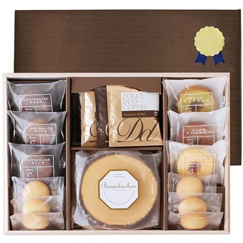 Dolce duo バウムクーヘン お菓子 詰め合わせ 個包装 クッキー コーヒー (ギフトラッピング済) ギフト 内祝 お返し お歳暮 ご挨拶 お供 包装 KN-03-M tales-store-10077666 TalesStore 楽天市場店 パッケージ画像
