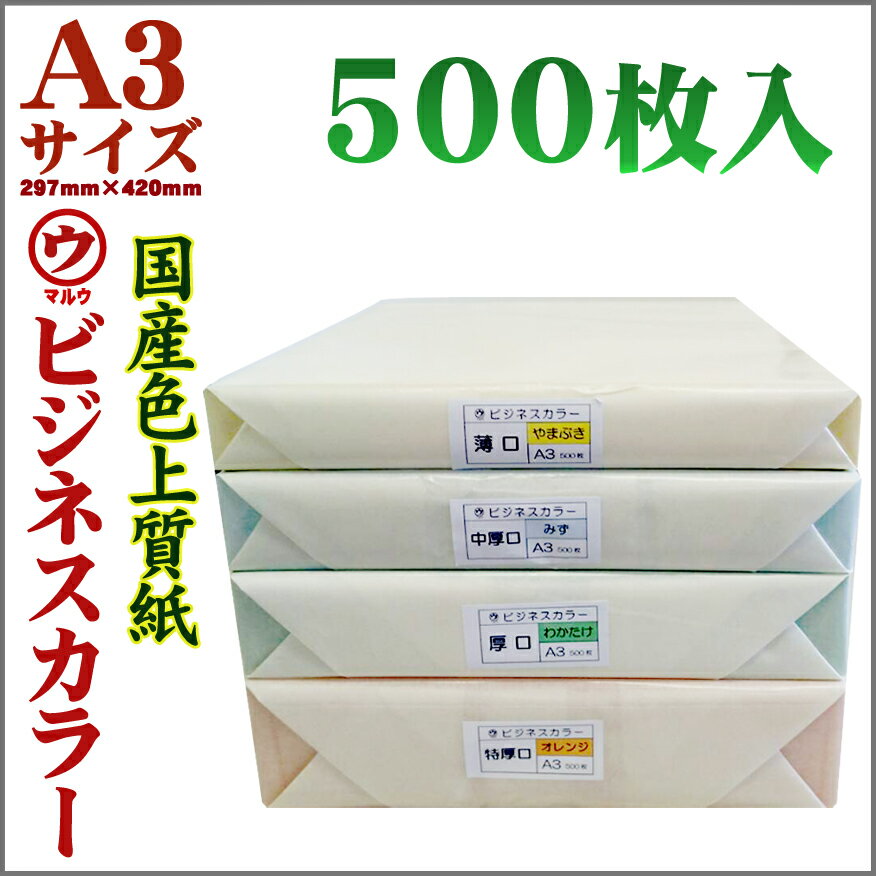選べる28色　A3　ペーパー　マルウビジネスカラー【297mm×420mm】【500枚入】商品パンフレット/お絵か..