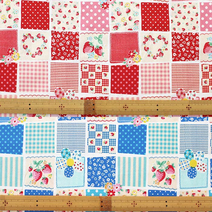 【20%OFFクーポン対象】夏休み 宿題[カット済]ストロベリーパッチ 2色【ランチョンマット】手作りキット 薄手生地+裏地 簡単 布 生地 ランチクロス ランチマット 小学生 高学年 中学年 作り方付き 初心者 手芸キット 手作り キット 入園 準備 保育園 テッテ