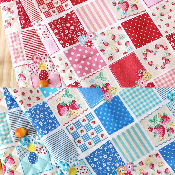 【20%OFFクーポン対象】夏休み 宿題[カット済]ストロベリーパッチ 2色【ランチョンマット】手作りキット 薄手生地+裏地 簡単 布 生地 ランチクロス ランチマット 小学生 高学年 中学年 作り方付き 初心者 手芸キット 手作り キット 入園 準備 保育園 テッテ