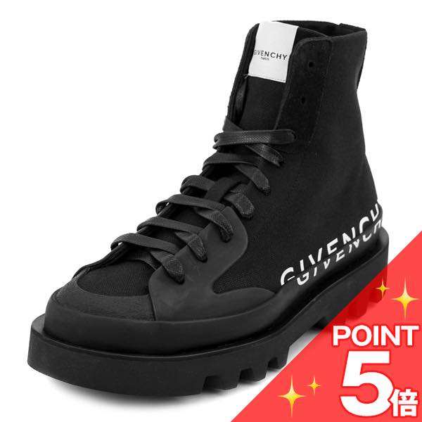 【お買い物マラソン★ポイント5倍】GIVENCHY ジバンシィ ハイカットスニーカー BH601LH0L6001 CLAPHAM CANVAS SNEAKERS IN BLACK メンズ 男性 キャンバススニーカー レースアップ 厚底 靴 シューズ BLACK ブラック 【送料無料 並行輸入品】