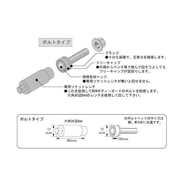 テラネットのキタコ KITACO NEWボディガード ボルトタイプ（M8×25L×P1.25） 504-0501100｜アングル2