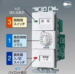WTC53936W パナソニック コスモシリーズワイド21配線器具・電材 浴室換気スイッチセット (AC/DCモータータイプ両用)(ホワイト)