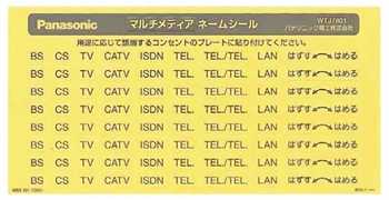 WTJ7801 パナソニック コスモシリーズワイド21配線器具・電材　マルチメディアネームシール