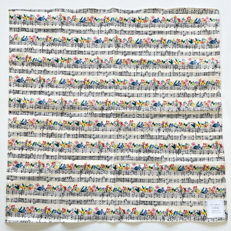 【12時までのご注文で当日出荷】ライフルペーパー ハンカチ ミュージックノート Rifle Paper Co. 大判 日本製 ランチクロス バンダナ