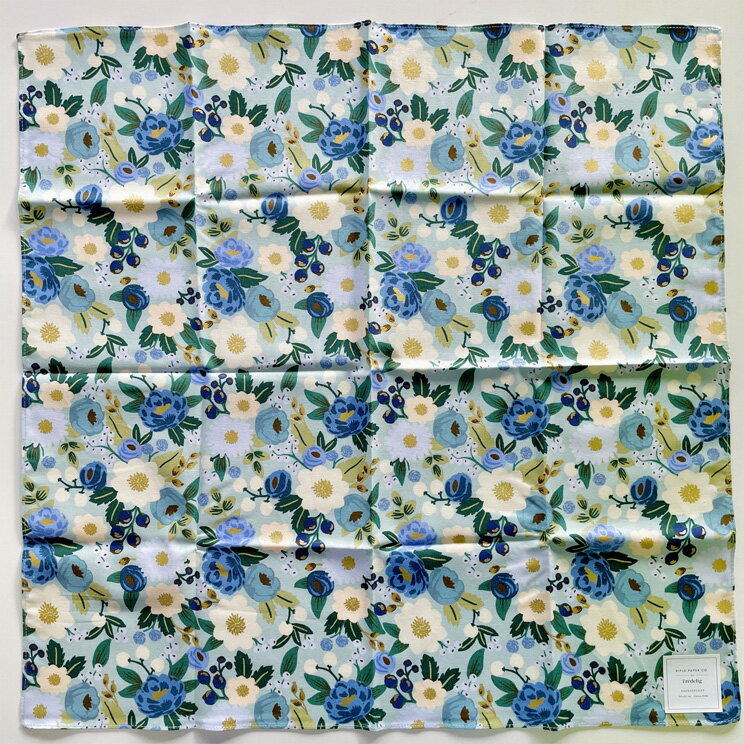 【12時までのご注文で当日出荷】ライフルペーパー ハンカチ ビンテージブロッサム ミント Rifle Paper Co. 大判 日本製 ランチクロス バンダナ