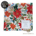【12時までのご注文で当日出荷】ライフルペーパー ハンカチ ポインセチアブーケ ベージュ Rifle Paper Co. 大判 日本製 ランチクロス バンダナ