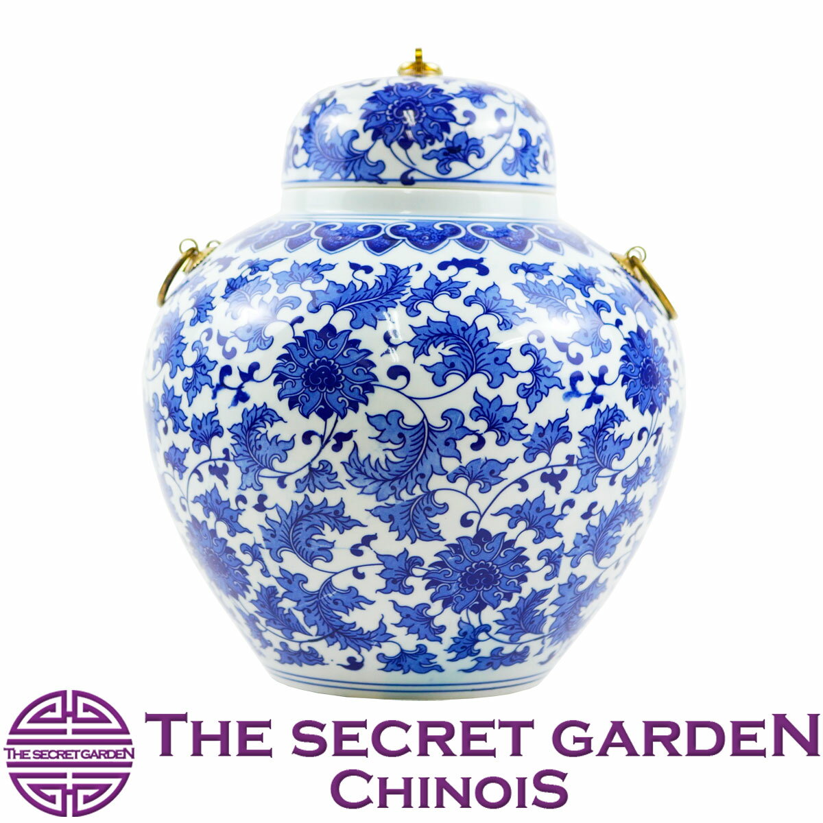 【送料無料】THE-SECRET-GARDEN Blue & White 飾り壺 ジンジャーポット 青白陶器蓋付壷 シノワズリ【ダブルハピネス アンティーク風 囍 双喜紋 景徳鎮 貔貅 ブルーセラミック 青磁 青梅花 ブルーアンドホワイト ドラマ使用 置物 オリエンタル】ザ・シークレットガーデン