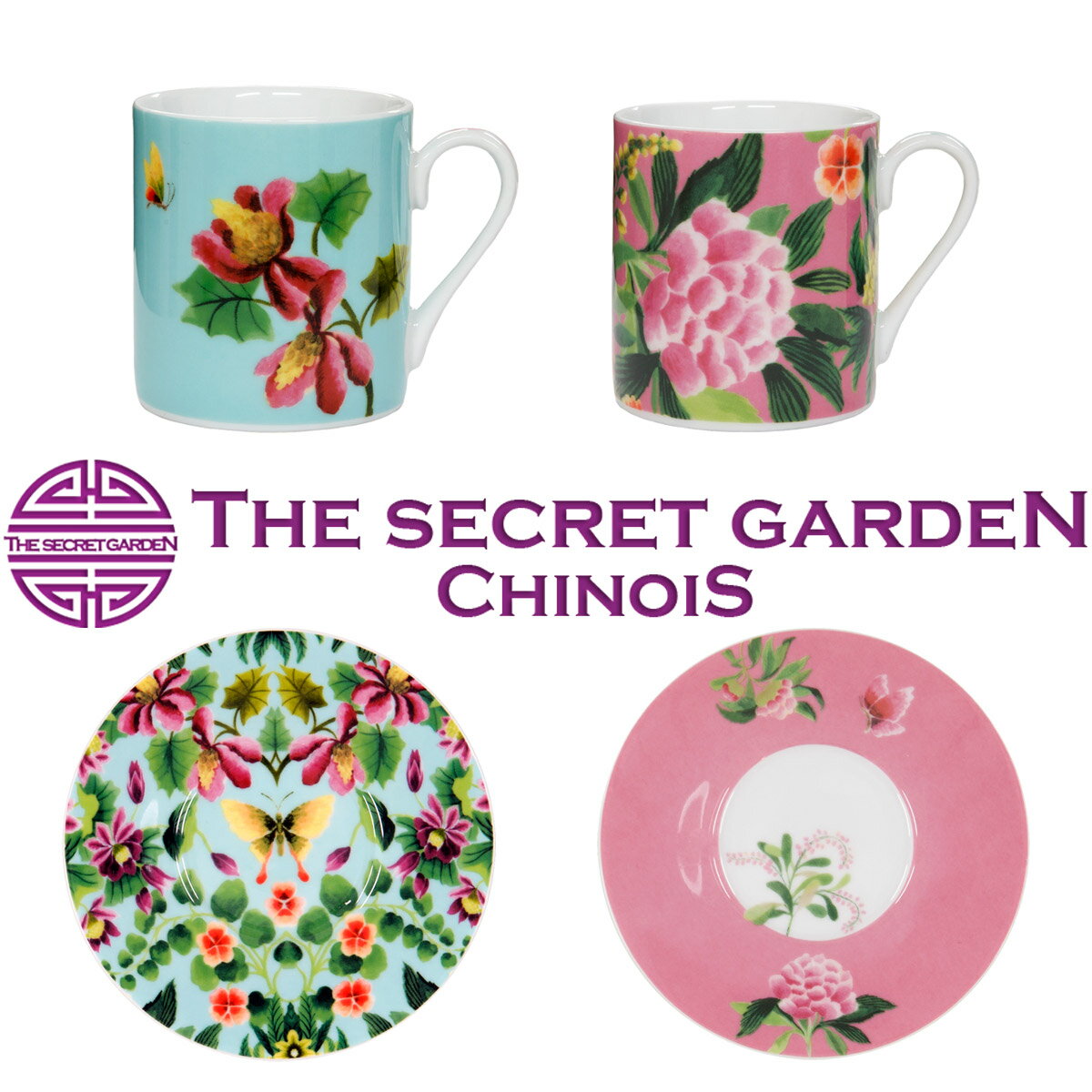 THE-SECRET-GARDEN DESIGNERS GUILD IKEBANA エスプレッソカップ＆ソーサー 2個セット シノワズリザシークレットガーデン