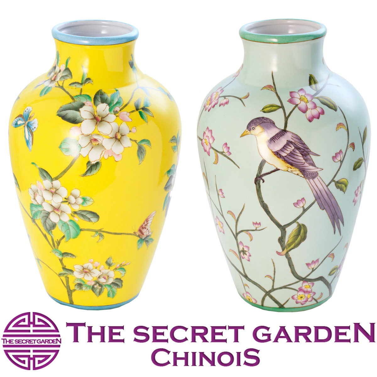 送料無料】THE-SECRET-GARDEN 飾り壺 シノワズリ ベースL 全2 送料無料】THE-SECRET-GARDEN 飾り壺 シノワズリ ベースL 全2