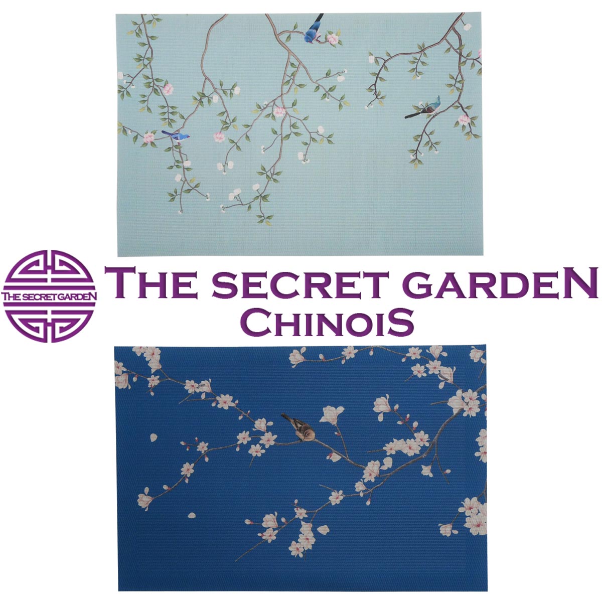 楽天THE SECRET GARDEN　CHINOIS【メール便可】THE-SECRET-GARDEN シノワズリ PVCメッシュ加工 ランチョンマット プレースマット 【ブルーアンドホワイト ブルー グリーン ホテル パーティ ランチマット オリエンタルモダン テーブルコーデ 上質 高級感 モダン ゴージャス】ザ・シークレットガーデン シノワ