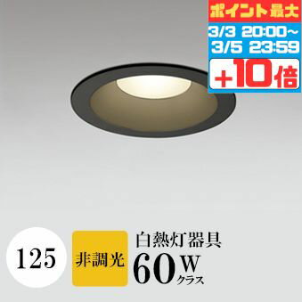 【マラソンずっとポイント2倍】ダウンライト 開口125φ 電球色(2700K) 白熱灯60W相当 ブラック ※工事必要 SB型(高気密 断熱材対応型) 配光103° 拡散 鋼