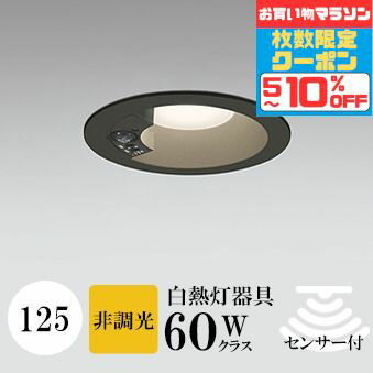 マラソン最大10％OFFクーポン ダウンライト 開口125φ 電球色(2700K) 白熱灯60W相当 ブラック ※工事必要 SB形(高気密 断熱材対応型) アルミダイカスト 人感センサー