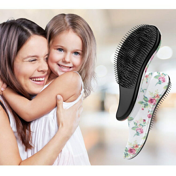 Luxspire 櫛 ヘアブラシ デタングルブラシ 髪ケア ヘアケア シャンプーブラシ 女性 絡まず スカルプケア ヘアくし コーム 頭皮マッサージ 血行促進 美静電気防止 握りやすい 長短のブラシ構造 速乾ブラシ からみ解除ブラシ 一番人気　マッサージブラシ　プレゼント　誕生日