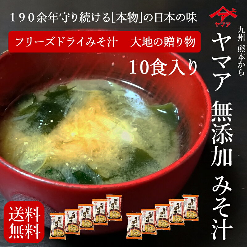 無添加フリーズドライ味噌汁「大地の贈り物」10食セット みそ汁 即席みそ汁 味噌汁 インスタント 熊本県阿蘇山大豆 九州産米 九州産大麦使用 無添加あわせ味噌 しめじ ヤマア やまあ お取り寄せグルメ 松合食品 熊本県郷土の味 お中元 母の日 父の日 送料無料