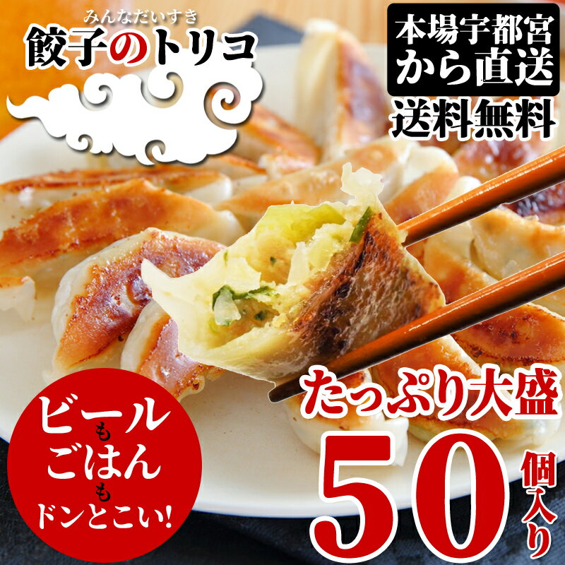 【宇都宮 直送】餃子 50個 餃子のトリコ 保存料不使用 着色料不使用 国産野菜のみ使用 冷凍餃子 ぎょうざ ギョウザ ギョーザ 送料無料 本格 にんにく 簡単 まとめ買い 直送 ビール お取り寄せ グルメ おつまみ 生餃子 ギフト 母の日 父の日