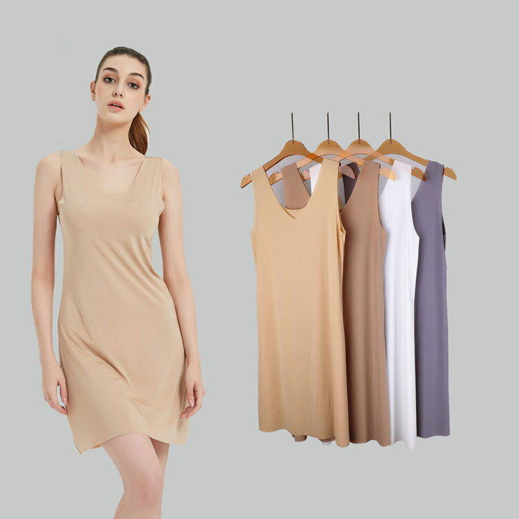 ひびきにくい タンクワンピ ひんやり クール 涼しい タンクワンピース ロング スリップ レディース 高級 透け防止 ペチコート ワンピース インナー タンクワンピ タンクトップ ロング丈 インナーワンピース 大きいサイズ ストレッチ