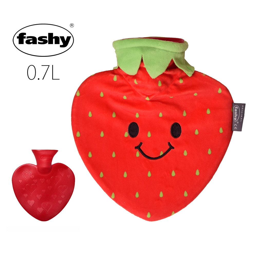 ドイツ製 ファシー Fashy 湯たんぽ ストロベリー いちご ぬいぐるみ 0.7L 700ml ラバー湯たんぽ+ふわふわカバー かわいい 水枕としてものサムネイル