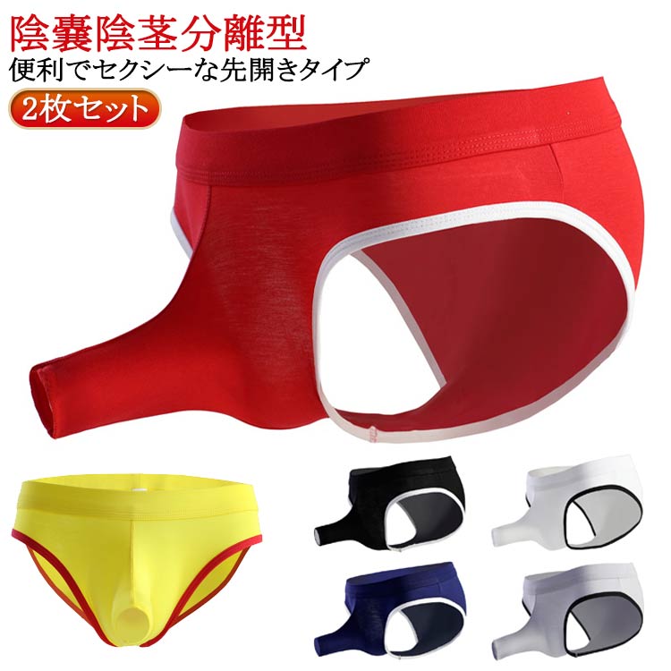 分離型パンツ ブリーフ 陰嚢陰茎分離型 貫通 分離 男性下着 ぞうさん 通気性 穴あき ゾウさんパンツ メンズ下着 竿付 竿付き 竿出し 前開き 竿玉 2枚セット 速乾 快適 薄手 セクシー ぞうさん メンズ ブリーフパンツ 黒 白 赤 貫通 灰 紺