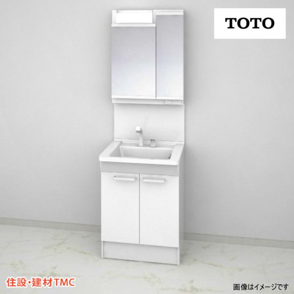 TOTO 洗面化粧台 Vシリーズ W600 二面鏡 H1800 2枚扉 扉カラー ホワイト エコミラー なし 寒冷地 LDPB060BAGES2A-LMPB060B2GDG1G 送料無料 メーカー直送
