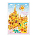 PAS-POL 世界遺産アートポストカード セビージャの大聖堂、アルカサルとインディアス古文書館 スペイン 世界遺産を絵にしながら旅するアーティストのポストカード (tpca-18)