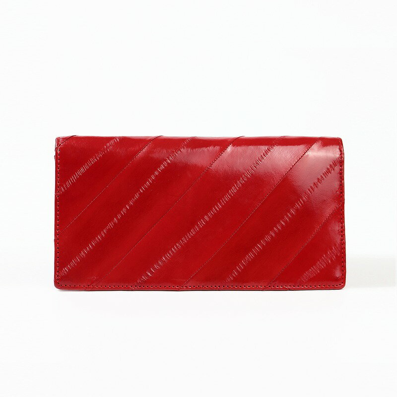 楽天TONY style＜トニースタイル＞【限定SALE!】ドット・水玉柄の裏地がおしゃれな【イールスキン】＜レッド＞TONYstyleオリジナル うなぎ 革 二つ折り長財布 小銭入れ 金運上昇 健康運 開運 運気上昇 ドット柄 水玉 サイフ 母の日 父の日 レディース メンズ 本革 本皮 うなぎ 革 軽量 還暦祝い 誕生日 御祝い
