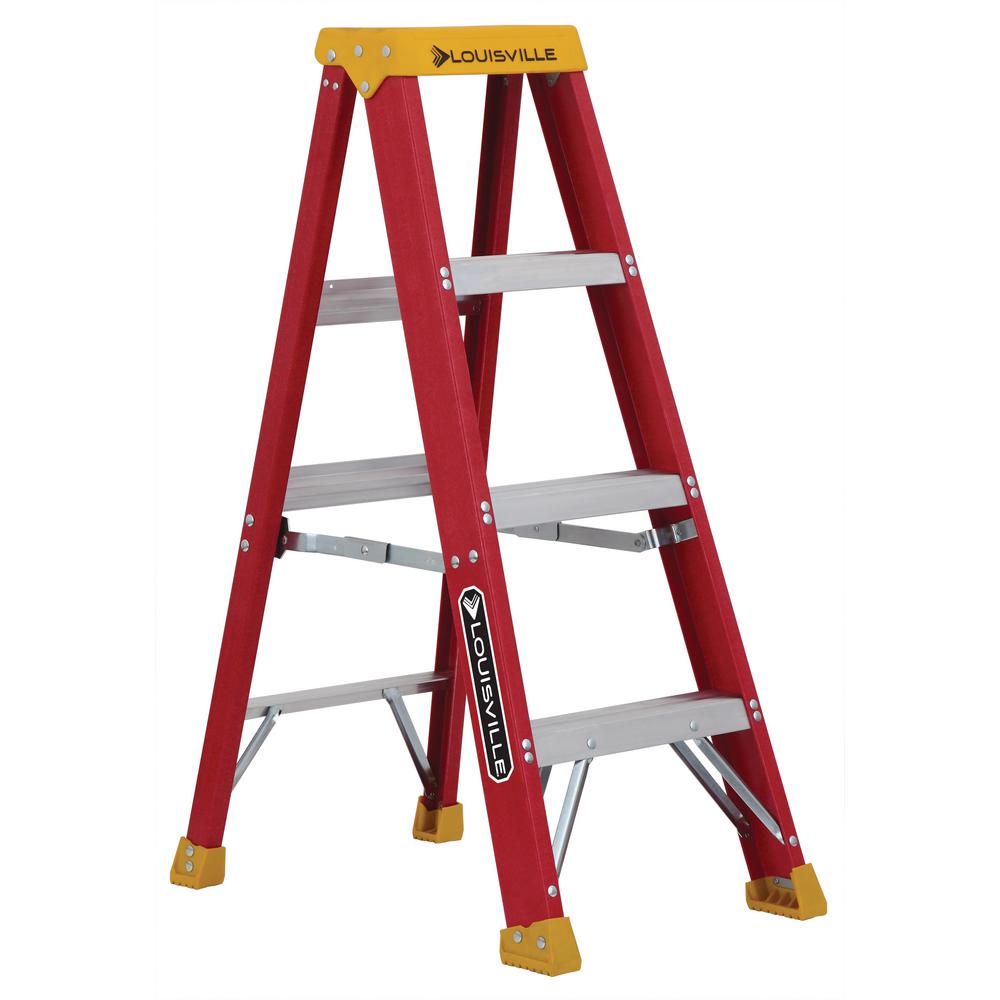 Louisville Ladder ルイビルラダー ファイバー脚立シングルステップ［レッド］耐荷重135kg【4ft 120cm 】 L-3016-04