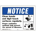 HY-KO 10x14プラスチックサイン【NOTICE CLEAN HANDS】 HY-5830