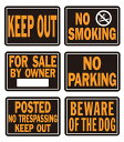 yꕔ\zHY-KO 9.25x14A~TC yKEEP OUTz yNO SMOKINGz yFOR SALE BY OWNERzyNO PARKINGzyPOSTED NO TRESPASSING KEEP OUTzyBEWARE OF DOGz