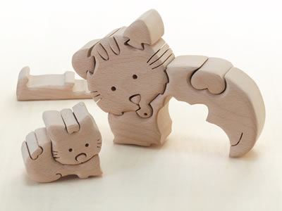 [パズル ネコ 猫 木のおもちゃ]期間限定★特別価格　立体パズル・ねこ(木製おもちゃ 名入れ 木製パズル 木)【木製おもちゃ直営店】