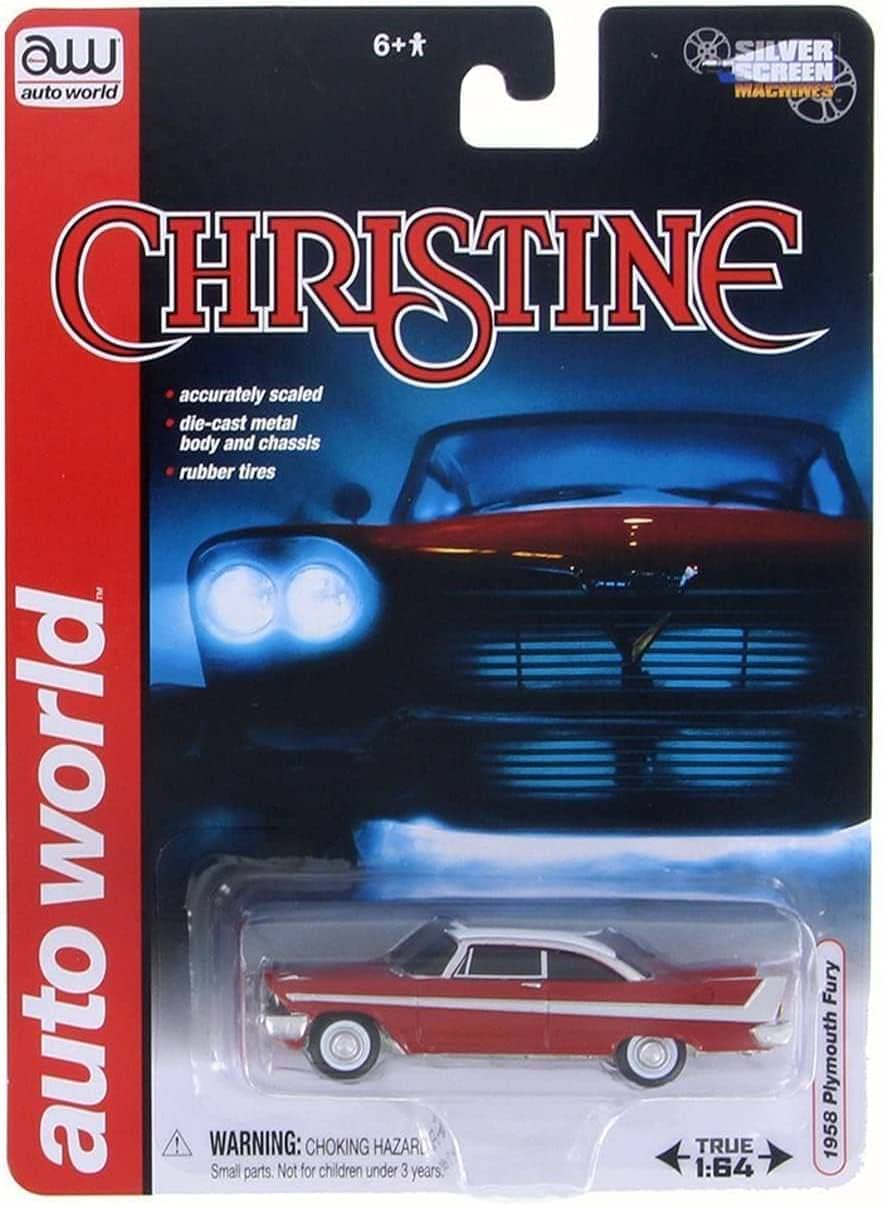 ミニカー auto world 1958 Plymouth Fury クリスティーンモデル 1/64スケール 高精細再現 レッドボディ クロームパーツ エクステリア インテリア精密表現 1950年代アメリカンクラシックカー V8エンジン搭載 ラグジュアリースタイリング 高性能