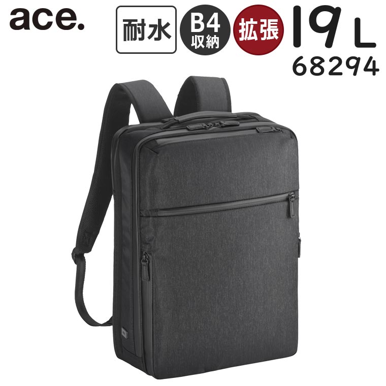 【各種利用でポイント最大26倍！】 ace. ガジェタブル ヘザー2 薄型リュック (19L) 撥水 杢調素材 拡張付き B4収納 15.6インチPC対応 エースジーン 68294