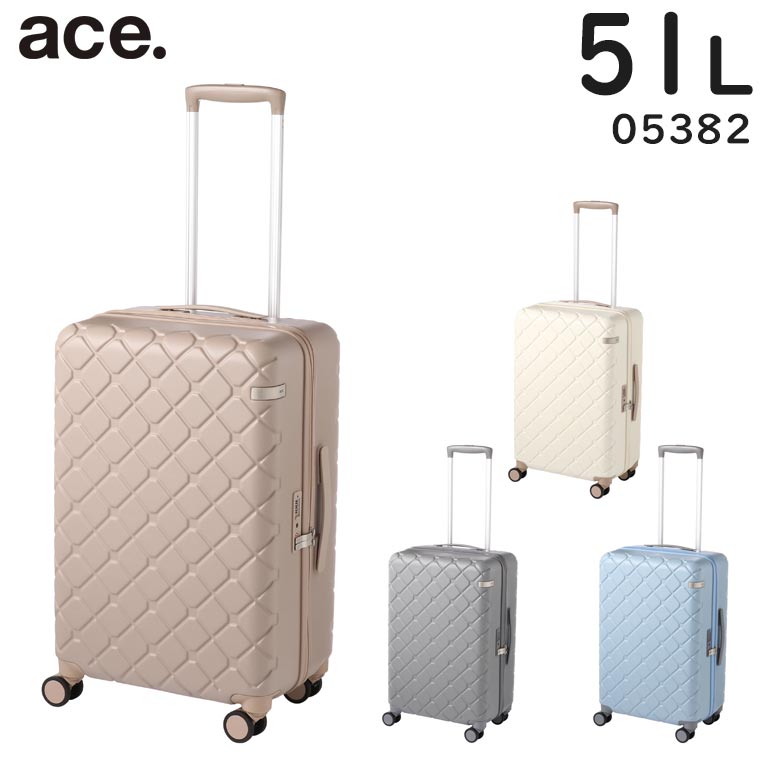  ace. スカーラ (51L) 3～4泊用 ファスナータイプ スーツケース ストッパー付き 3辺合計135cm 手荷物預け入れサイズ 05382